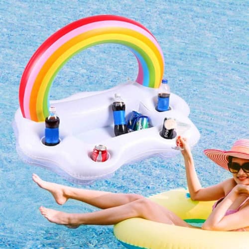 Rainbow Cloud Cup Holder Beer Beverage Inflatable Water Ice Bar