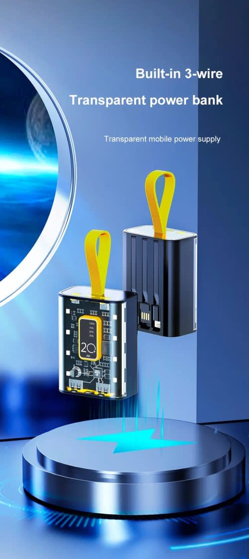 Mini punk transparent mecha with built-in power bank 10000mAh with night light