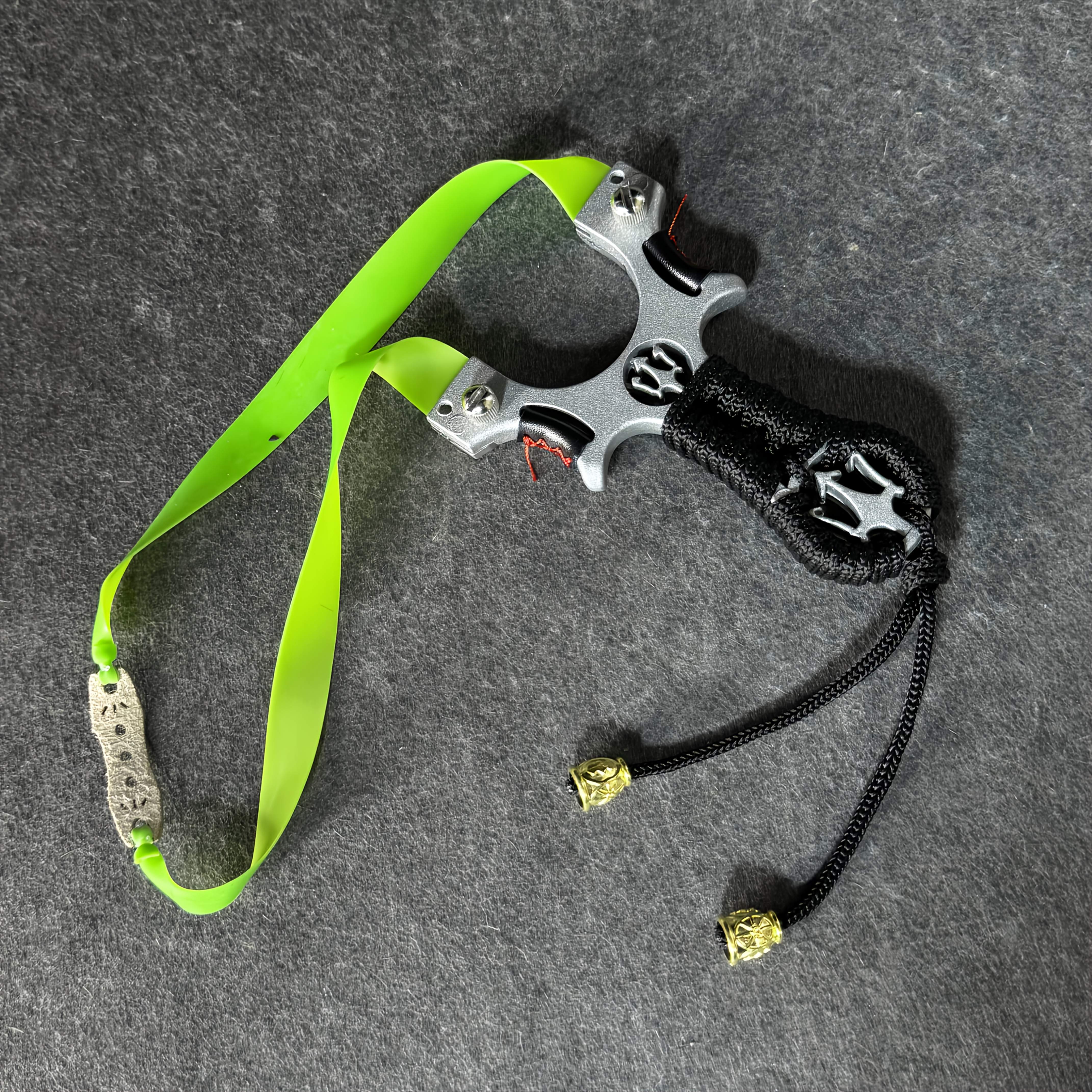 PIAOYU Metal Slingshot with Ergonomic Grip  Stability & Increased Friction   Black & Neon Green Design  Ideal for Palm Characteristics  Perfect for Practice & Competition  Slingshot for Hunting  Competition Slingshot  Sleek Metallic Finish  Durable Constr