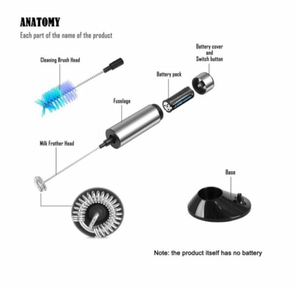 Aorlis AO-78200 Stainless Steel Battery Operated Milk Frother