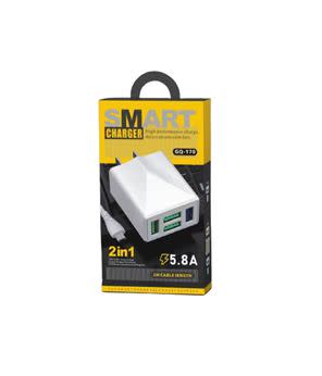 Smart 5.8A 4 Port Charger With Micro  USB 1m Cable