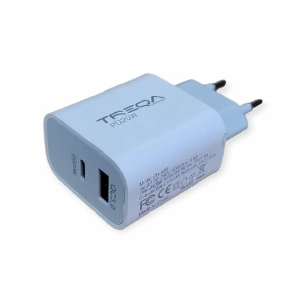 Treqa PD20W+QC3.0 Dual Charger with  Type C Cable