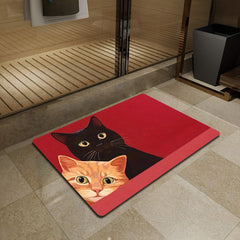 A Flannel Welcome Mat for The Entrance  Featuring a Design with Two Cute Cats  Weighing 450G/㎡  10Mm Thick And Easy to Clean  Suitable for Indoor And Outdoor Decoration  Entryways  Living Rooms  Bedrooms  Offices  Kitchens  Bathrooms  And Hallways.
