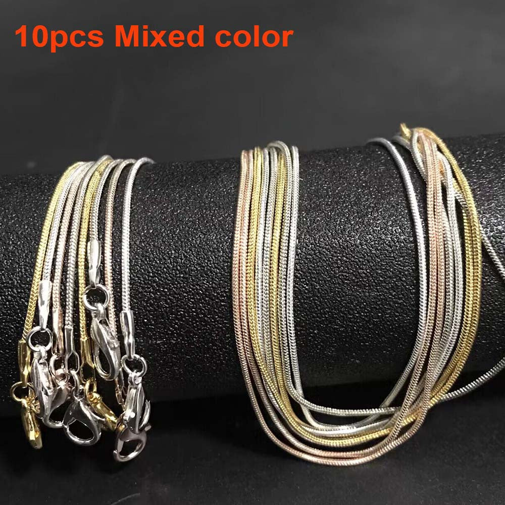 10pcs 40.64 76.2cm ROSE Golden / GOLDEN / PLATED SNAKE CHAINS PLAIN NECKLACES 10 PACKS WHOLESALE