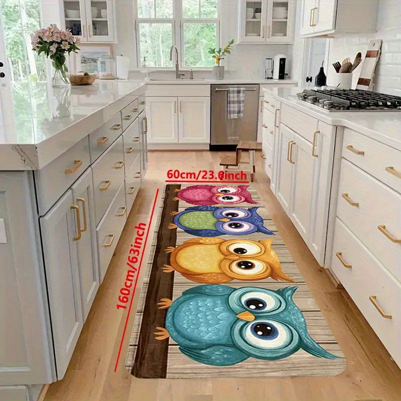1Pc Of Cartoon Owl Pattern Long Strip Mat Flannel