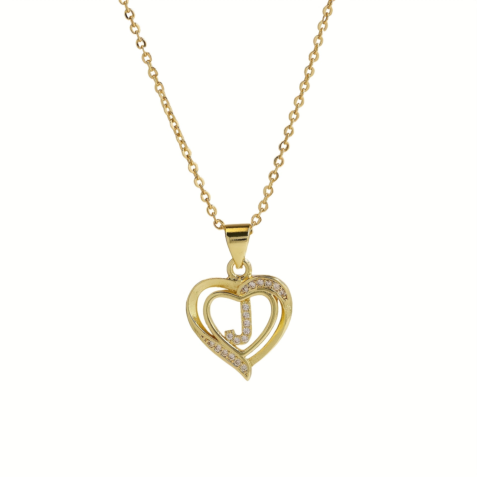 1pc 's Initial Necklace   1 Golden Plated Golden Plated Heart Pendant with A Z Letters (A Z)   Name Jewelry Gift for Wedding  Mother's Day    Elegant Golden Tone Initial Charm for Casual Attire & Special Occasions  for Teenager