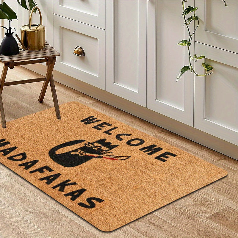 1Pc Gothic Black Cat Welcome Mat 1.02Cm Thick Fleece