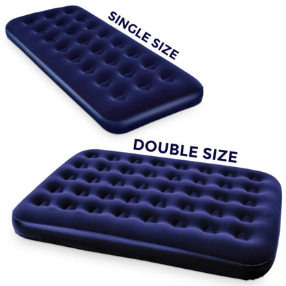 Queen Flocked Blow up Inflatable Airbed Camping Mattress 1.91m x 1.37m x 22cm