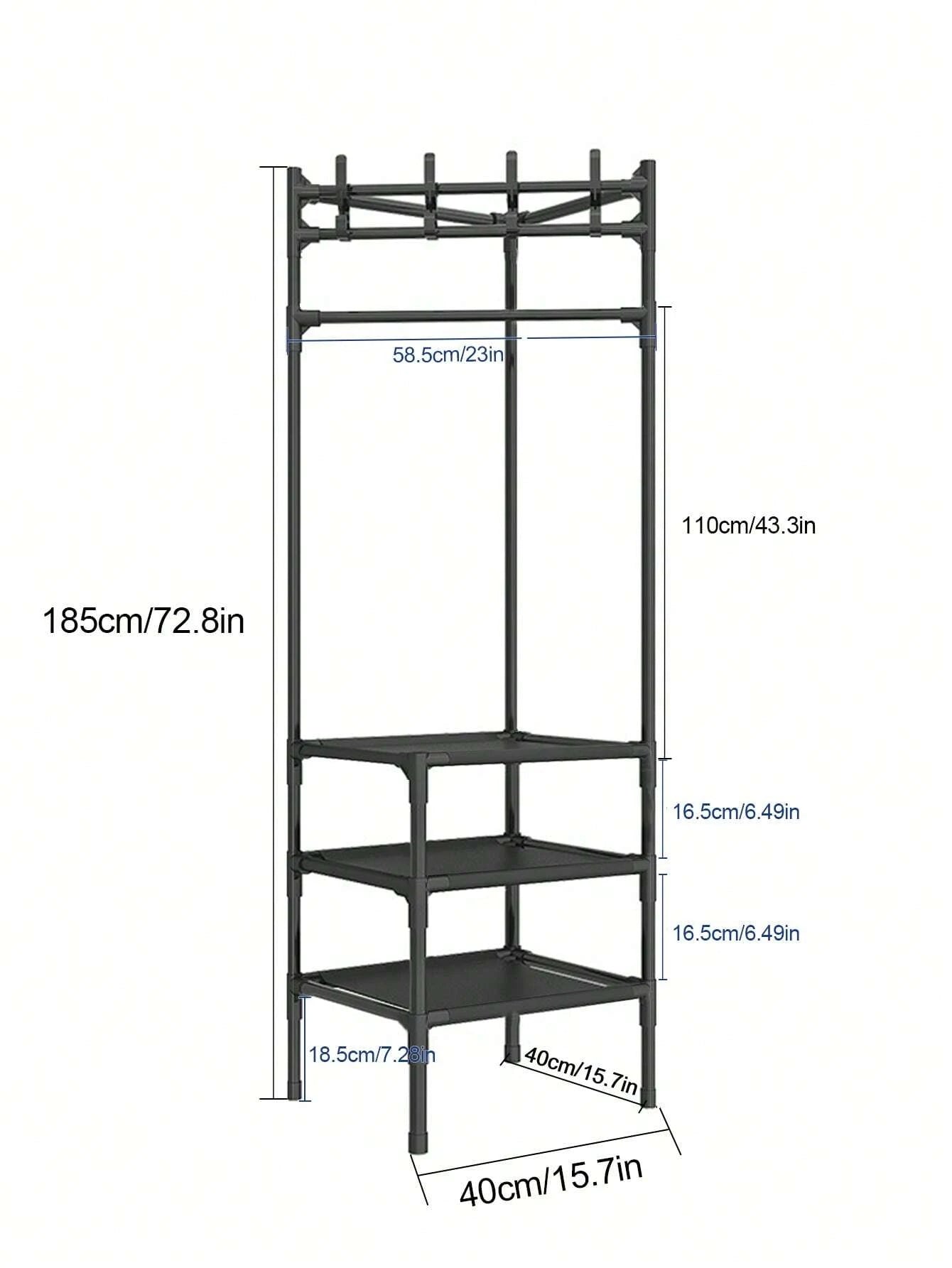 Coat Rack with Shelf Vintage Corner Hall Tree with 2 Shelves Entrance Coat Hanger with 1 Cross Bar Entryway Shelf for Storage Shoes