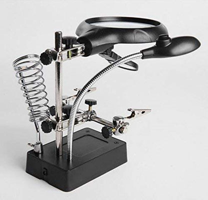 LED lamp 90mm Glass Mirror 3 Lens Repair Special Desktop Magnifying Glass Tools