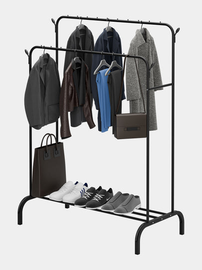 storage holder double layer double pole clothes storage holder stand for clothes fall to the ground coat hook clothes rack coat rack clothing drying rack Storage rack iron hanger