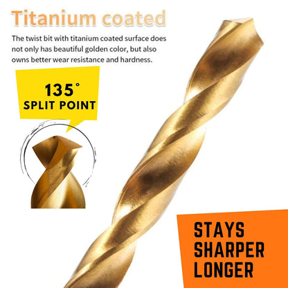 99PCS Titanium Coated Twist Drill Bit Set with Case
