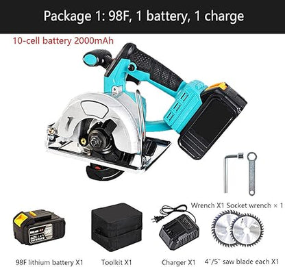 20V Electric Hand Saw, 4.0Ah Battery, 6-1/2 Inch, 1000W Saws For Woodworking with Fast Charger, 2 Blades for Wood, Plastic, Soft Metal and Tile Cuts