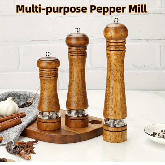 8inch Adjustable Premium Oak Manual Pepper Grinder