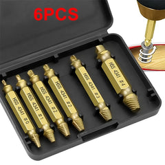 6pcs Damaged Screw Extractor Bit Set with Tool Box  HSS Screw Extractor  Hand Tool Accessories
