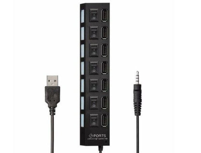 7-Ports LED USB Hub Splitter On/off Switch Adapter