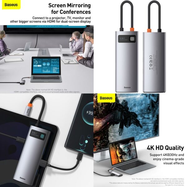 Baseus Metal Gleam Series 6 in1 Multifunctional USB Type-C HUB Station