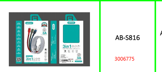 Aerbes Cable Creation 3 In 1 Charging  Data Cable