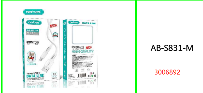 Aerbes 2M Micro USB Cable 3A