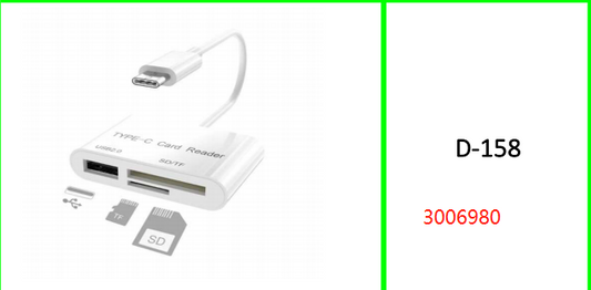 Multi-functional Type C 3 in 1 Card  Reader + USB