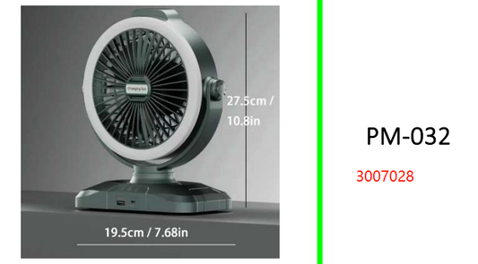 Oscillating Rechargeable Table Fan  with LED Light + USB to Charge  your Phone. 6000mah Battery