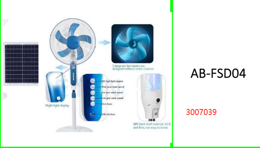 Aerbes 16" 20W Solar Powered  Floor Fan with USB Port to Charge  Small Electronics 12W 9V Solar  Panel