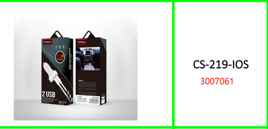 Treqa 3.1A V8 Dual USB Car Charger  with Lightning Cable for IOS