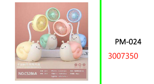 CS286A USB Rechargeable Snail  Fan with Pen Holder