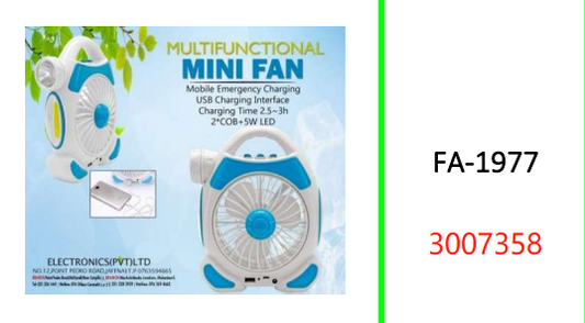 2 in 1 Rechargeable Desktop Fan  with Light 2 x COB + 5W LED