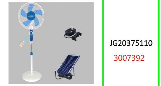 16 Inch Remote Controlled Solar  Floor Standing Fan with Digital  Display 20W. Solar Panel 12W 15V