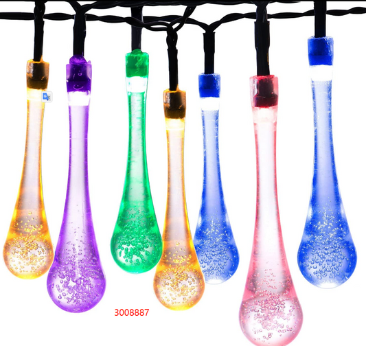 FA-LC46C Solar Powered Water Droplet Bulb Fairy String Lights RGB