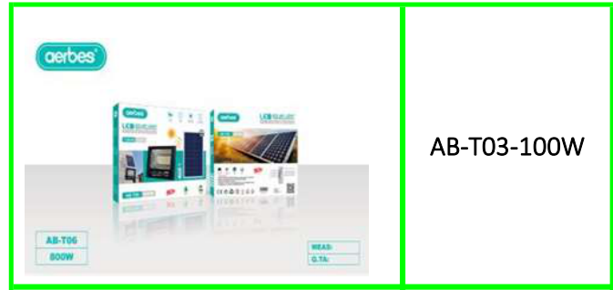 Aerbes 100W Solar Powered Flood Light  with Remote Control 416LM