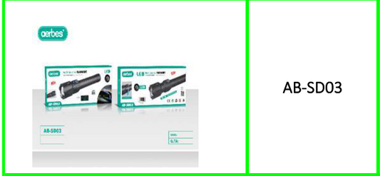 Aerbes 8000mah Multi-functional  Telescopic Focusing Flash Light 1200lm  30W, Dbls as a Power Bank to Charge  Electronic Devices During Loadshedding