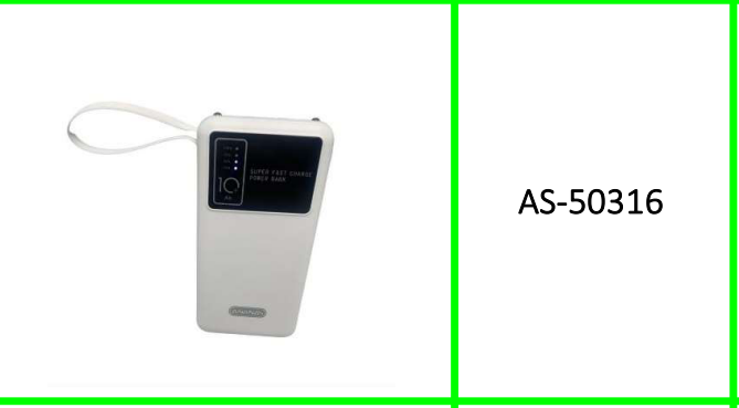 Detachable USB Cable Power Bank  12000Mah