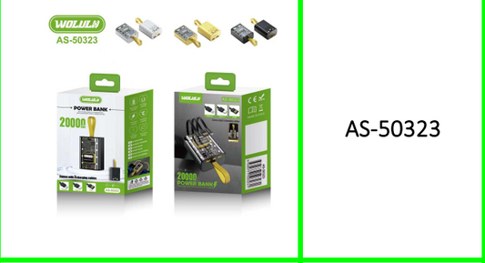 Wolulu Clear Retro 20000mah  Power Bank with 3 Charging  Cables