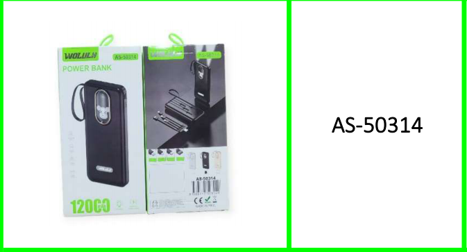 Wolulu Power Bank With Torch  12000mah