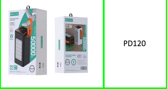 Sovo Power Bank Fast Charging  QC3.0 50000mah With 4 USB  Output PD Port + LED Light