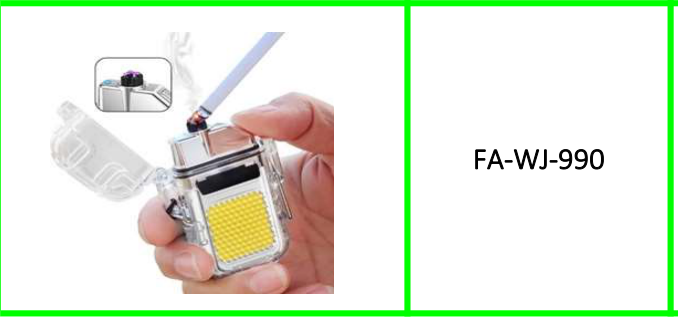 Rechargeable Mini Hook Flashlight  With Lighter Clear Case + Type C  Charger Cable