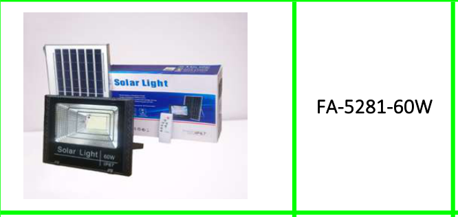 60W Solar Powered Flood Light with  Separate Panel + Remote Control