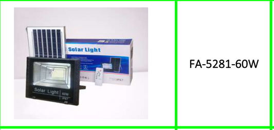 60W Solar Powered Flood Light with  Separate Panel + Remote Control