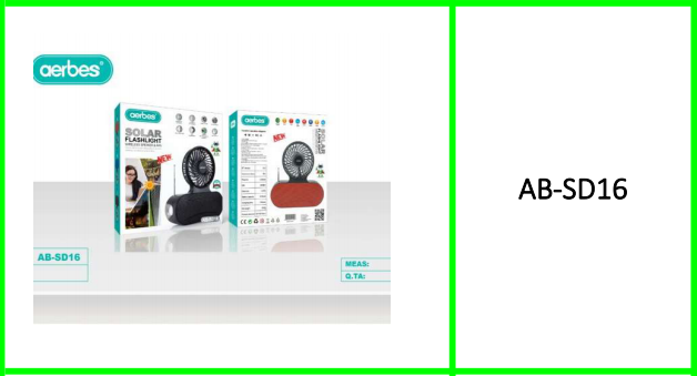 Aerbes Solar Powered Bluetooth  Speaker Flashlight With Mini Fan