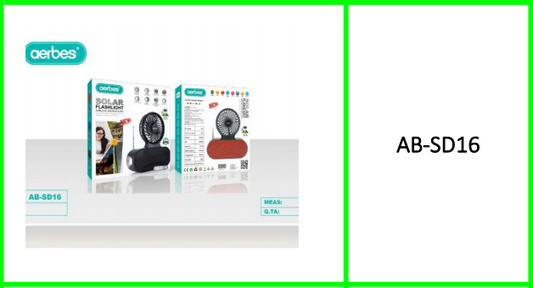 Aerbes Solar Powered Bluetooth  Speaker Flashlight With Mini Fan