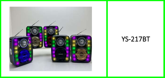 Rechargeable RGB Bluetooth MP3  Speaker with FM/AM/SW Radio USB  Port, Micro SD Card Slot Aux Input &  Torch