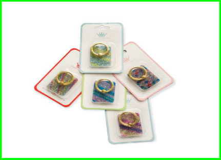 Rectangular Shaped Phone Holder With  Gold Ring Buckle And Glitters