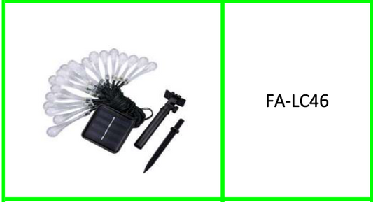 Solar Powered Water Drops String Light  White 5M