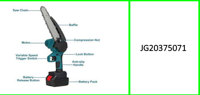 Jiageng Electric Rechargeable Chainsaw  With Two 25V Lithium Battery 7500  Mah