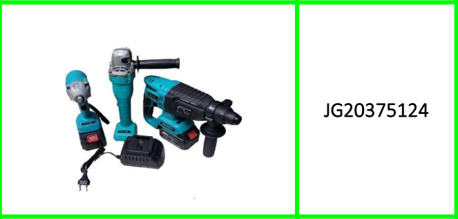 Jiageng 3 Piece Tool Set Impact  Wrench, Angle Grinder, Hammer Drill