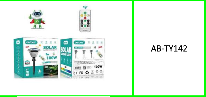 Aerbes Solar Powered Garden Light RGB  + White & Warm White With Remote  Control