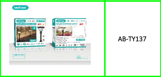 Aerbes 100w Solar Powered Garden  RGB + White & Warm White Light with  Remote Control. 1200mah Battery