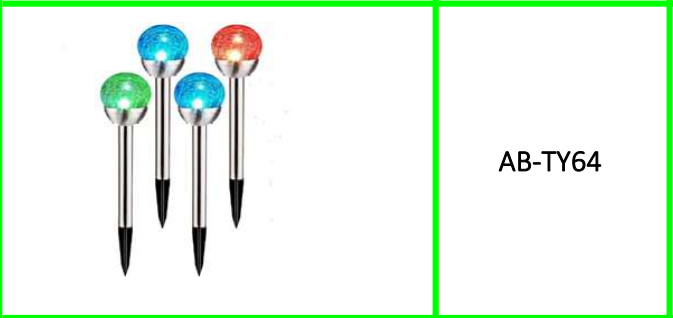 Aerbes Cracked Glass Ball Solar  Powered Spike Light RGB 4pcs